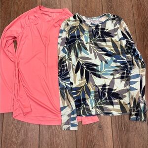 Hang Ten Leaf Print Top - Blue and Tan